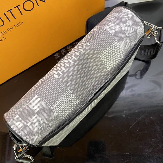 lv新款包包 路易威登Studio郵差包 Damier Graphite 3 帆布 lv傳奇格紋肩背包  ydh3981